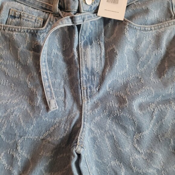 NWT LES COYOTES DE PARIS Women's Laser Cut Jeans in Coral Blue Size 27 - Picture 2 of 6